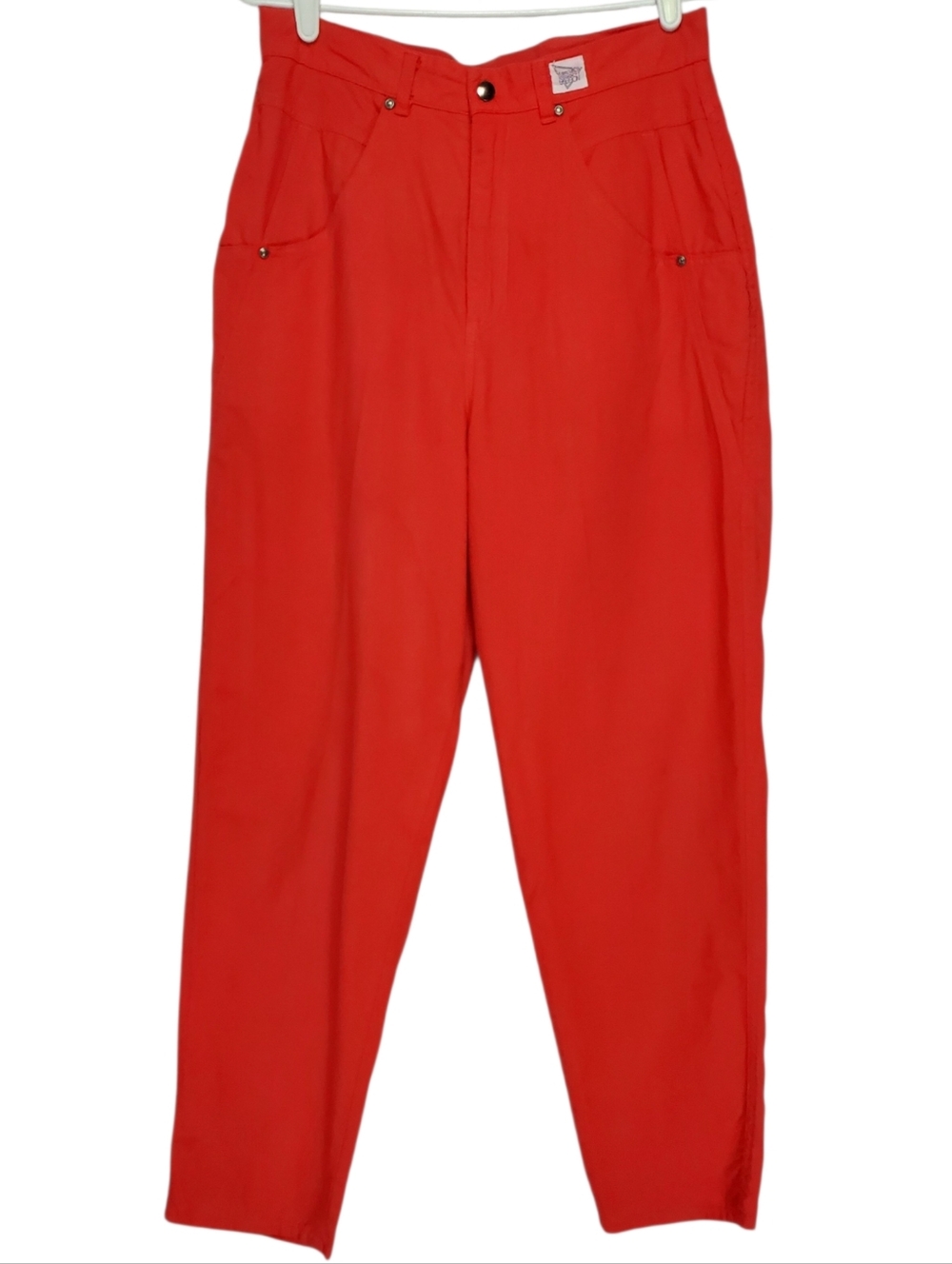 🟢7654 * Sasson Vintage 80s High Rise Pleated Trousers Red Tailored Size 12